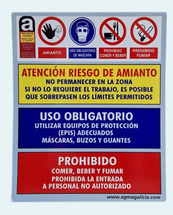 Cartel advertencia amianto